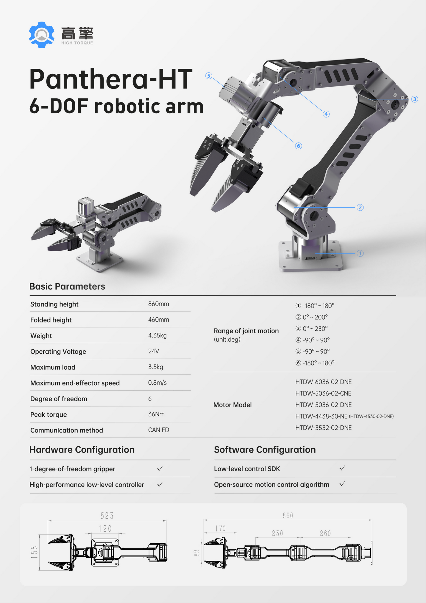 Panthera-HT 6-DoF robotic arm